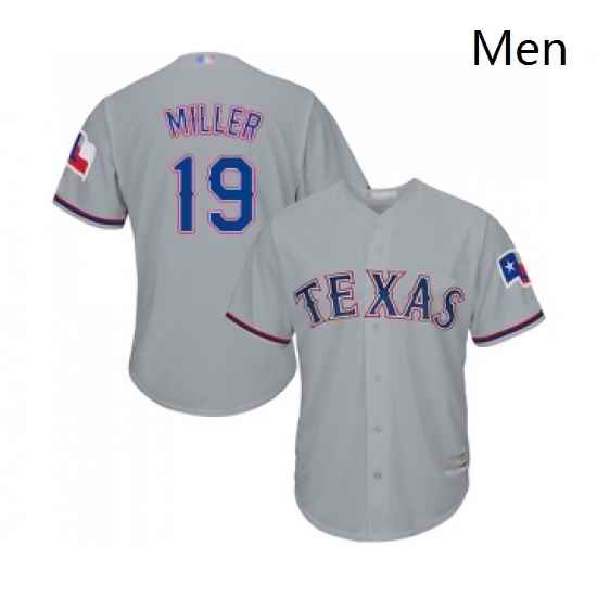 Mens Texas Rangers 19 Shelby Miller Replica Grey Road Cool Base Baseball Jersey